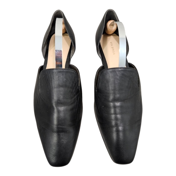 Via Spiga Leather Loafer Slip On Flat Black Size 7 Casual Office - Picture 5 of 11